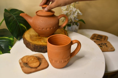 Etched Print Narrow Base Unglazed Terracotta Mug -Utensils-Sowpeace-Etched Print Narrow Base Unglazed Terracotta Mug-Terr-Uten-Terr-CMUG-Sowpeace