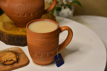 Etched Print Narrow Base Unglazed Terracotta Mug -Utensils-Sowpeace-Etched Print Narrow Base Unglazed Terracotta Mug-Terr-Uten-Terr-CMUG-Sowpeace