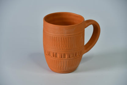 Etched Print Narrow Base Unglazed Terracotta Mug -Utensils-Sowpeace-Etched Print Narrow Base Unglazed Terracotta Mug-Terr-Uten-Terr-CMUG-Sowpeace