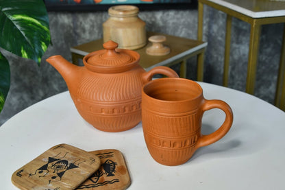 Etched Print Narrow Base Unglazed Terracotta Mug -Utensils-Sowpeace-Etched Print Narrow Base Unglazed Terracotta Mug-Terr-UtenTerr-Uten-Terr-CMUGTKUNC2-Terr-CMUG-4-Sowpeace