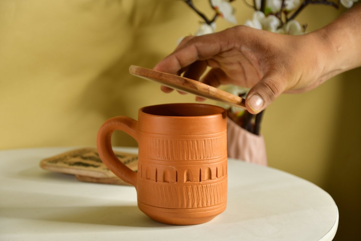 Etched Print Unglazed Terracotta Mug -Utensils-Sowpeace-Etched Print Unglazed Terracotta Mug-Terr-Uten-Terr-CMUGH-Sowpeace