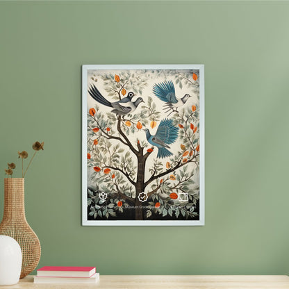 Four Pigeon Abstract Canvas: Artisan Wall Decor for Elegant Home -Wall painting-Chitran by sowpeace-Four Pigeon Abstract Canvas: Artisan Wall Decor for Elegant Home-CH-WRT-BD4PS-Sowpeace