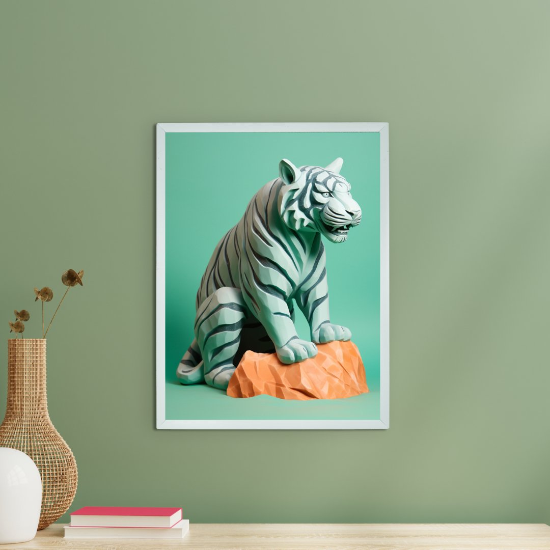 Frozen Form: Abstract Tiger Canvas Wall Prints -Wall painting-Chitran by sowpeace-Frozen Form: Abstract Tiger Canvas Wall Prints-CH-WRT-WT-Sowpeace