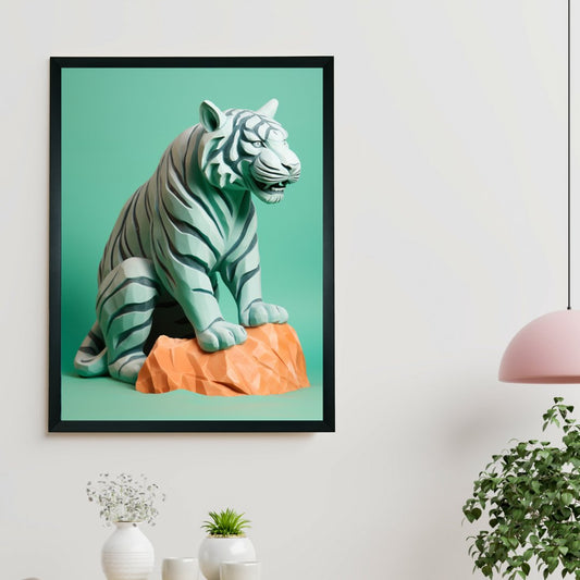 Frozen Form: Abstract Tiger Canvas Wall Prints -Wall painting-Chitran by sowpeace-Frozen Form: Abstract Tiger Canvas Wall Prints-CH-WRT-WT-Sowpeace