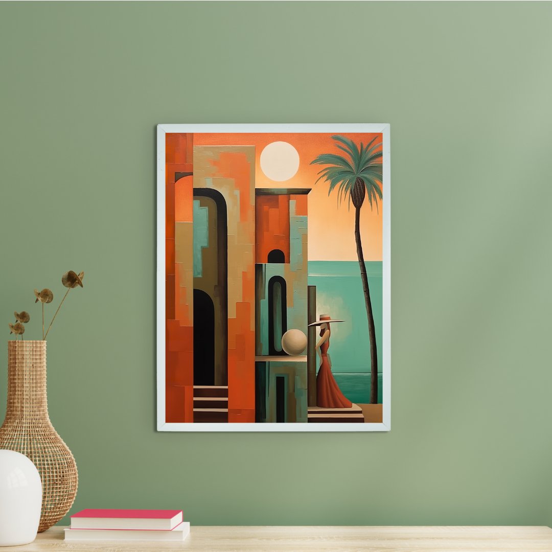 Geometry Sun Elegance: Artisan Canvas Wall Decor with Lady -Wall painting-Chitran by sowpeace-Geometry Sun Elegance: Artisan Canvas Wall Decor with Lady-CH-WRT-LOGS-Sowpeace