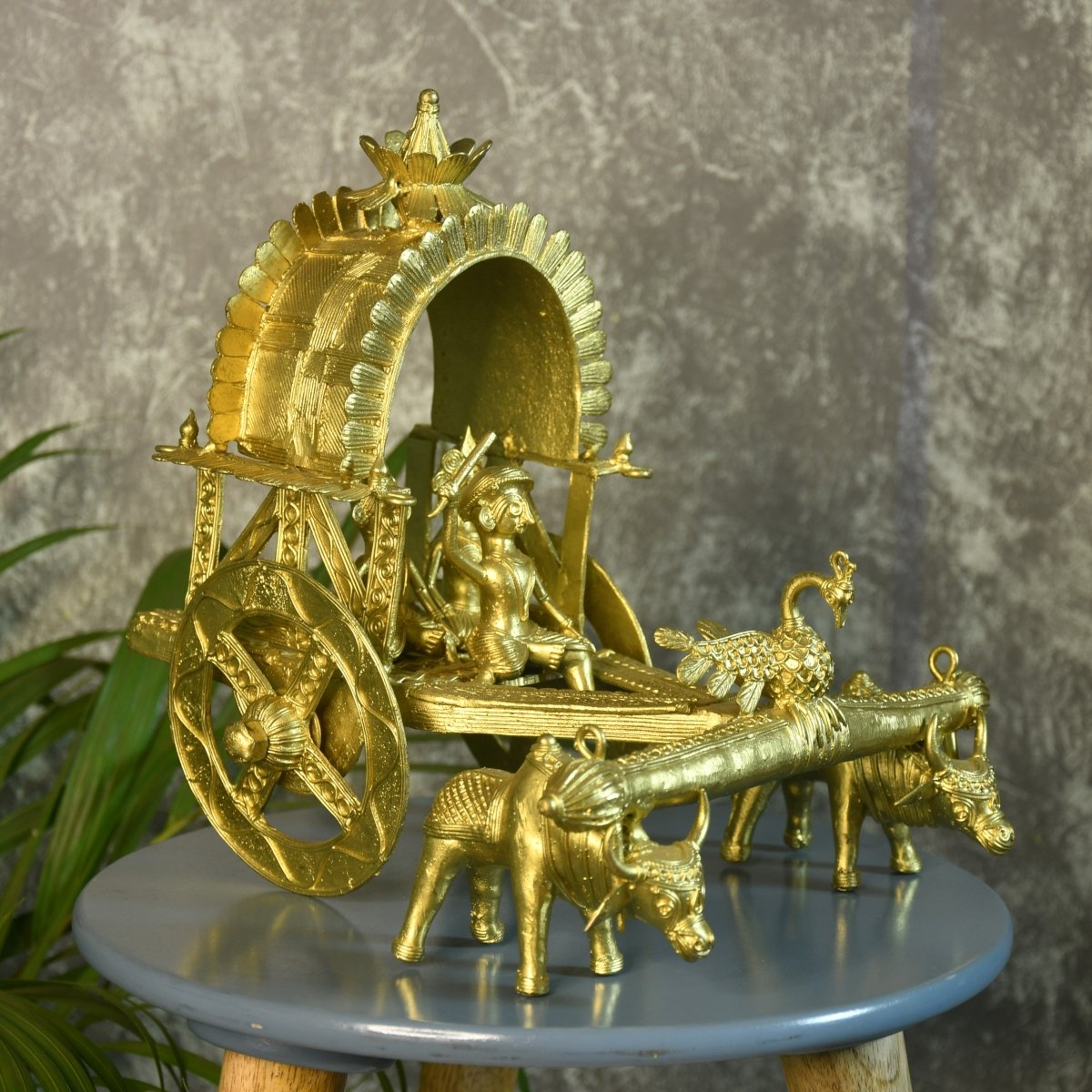 Large Dhokra Craft - Cow Cart Brass Decor --Sowpeace-Large Dhokra Craft - Cow Cart Brass Decor-Dok-DCCL-BR-TT-Sowpeace