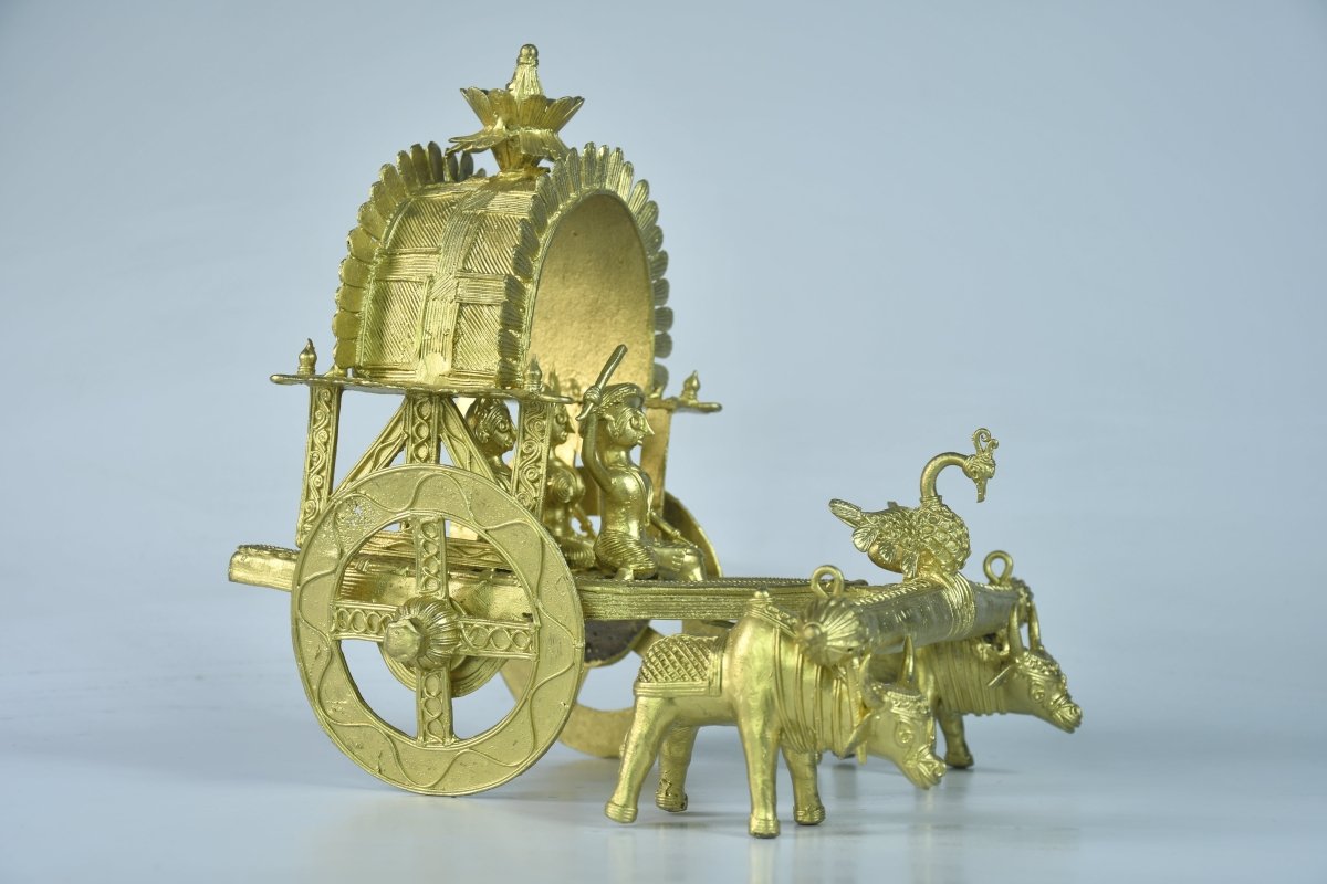 Large Dhokra Craft - Cow Cart Brass Decor --Sowpeace-Large Dhokra Craft - Cow Cart Brass Decor-Dok-DCCL-BR-TT-Sowpeace