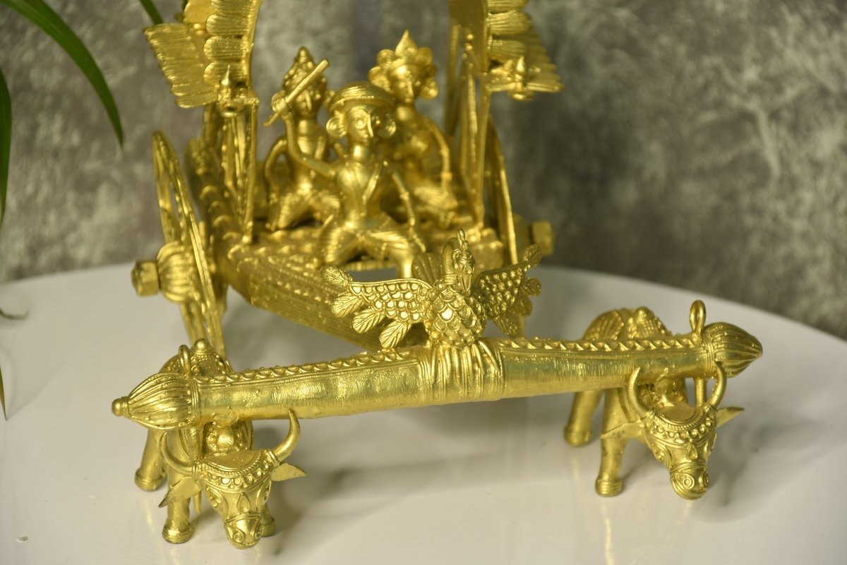 Large Dhokra Craft - Cow Cart Brass Decor --Sowpeace-Large Dhokra Craft - Cow Cart Brass Decor-Dok-DCCL-BR-TT-Sowpeace