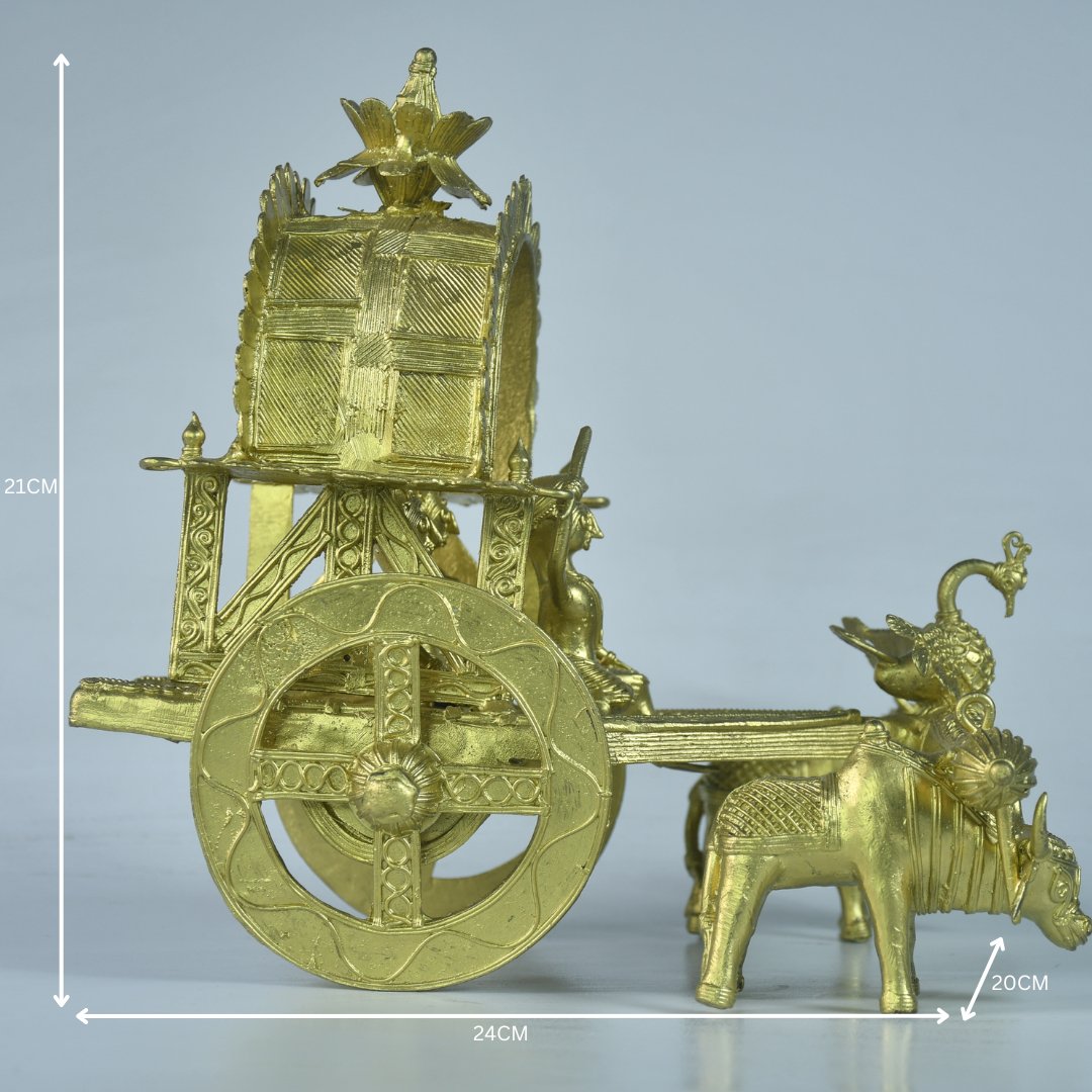 Large Dhokra Craft - Cow Cart Brass Decor --Sowpeace-Large Dhokra Craft - Cow Cart Brass Decor-Dok-DCCL-BR-TT-Sowpeace