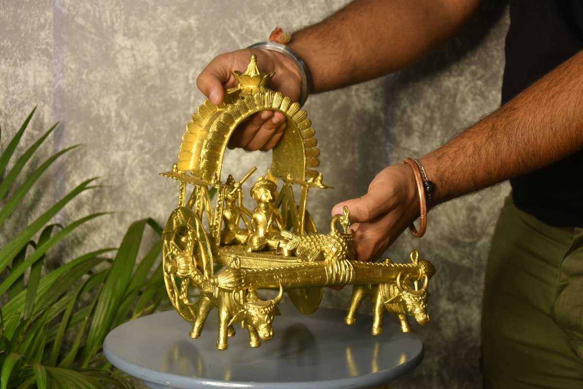 Large Dhokra Craft - Cow Cart Brass Decor --Sowpeace-Large Dhokra Craft - Cow Cart Brass Decor-Dok-DCCL-BR-TT-Sowpeace