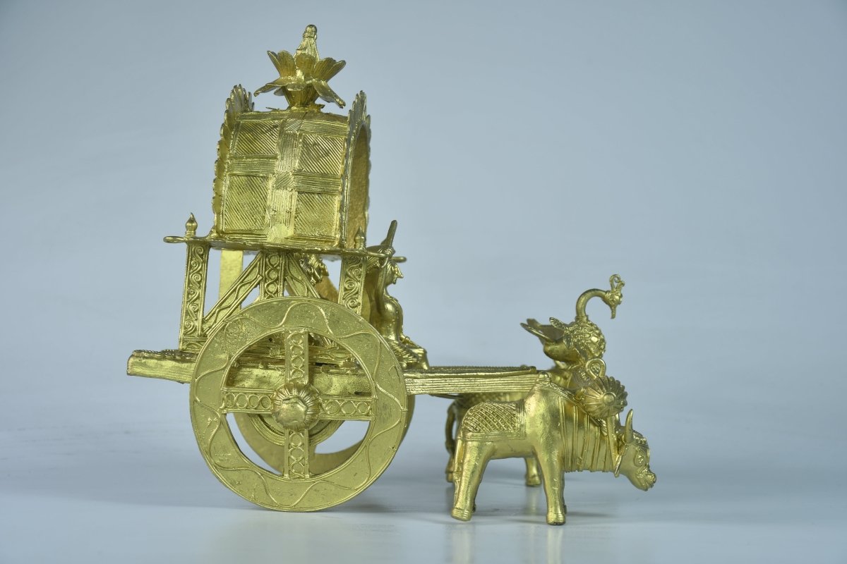 Large Dhokra Craft - Cow Cart Brass Decor --Sowpeace-Large Dhokra Craft - Cow Cart Brass Decor-Dok-DCCL-BR-TT-Sowpeace