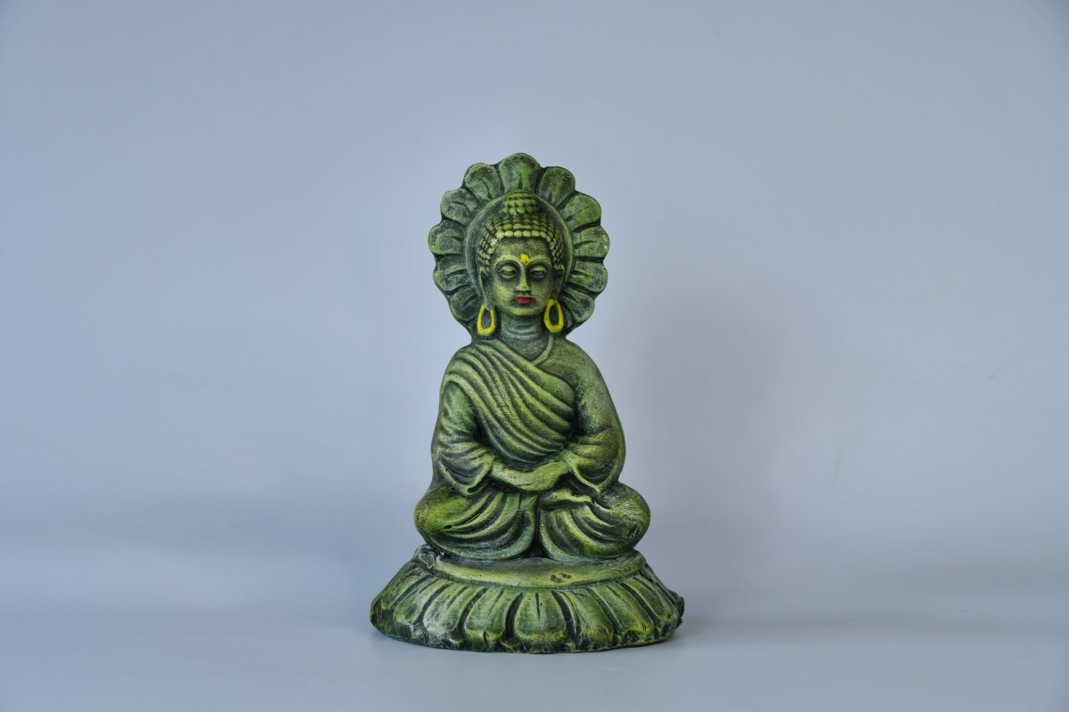 Meditating Buddha on Lotus Terracotta Sculpture -terracotta tabletop-Sowpeace-Meditating Buddha on Lotus Terracotta Sculpture-Terr-Terr-TT-TSBD-Sowpeace