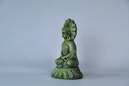 Meditating Buddha on Lotus Terracotta Sculpture -terracotta tabletop-Sowpeace-Meditating Buddha on Lotus Terracotta Sculpture-Terr-Terr-TT-TSBD-Sowpeace