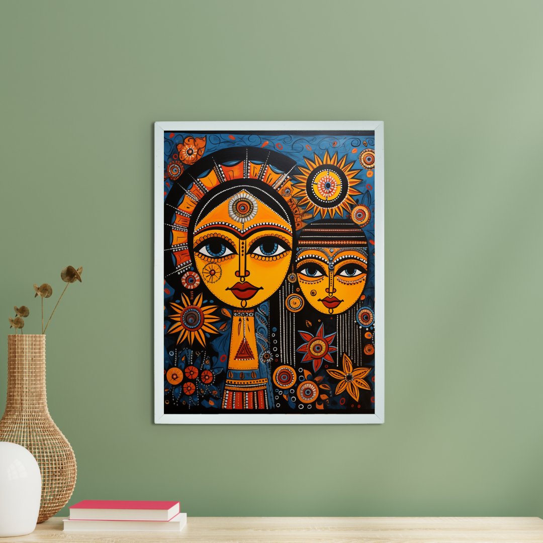 Mother-Son Eyes: Artisan Canvas Wall Decor Abstract -Wall painting-Chitran by sowpeace-Mother-Son Eyes: Artisan Canvas Wall Decor Abstract-CH-WRT-MMSE-Sowpeace