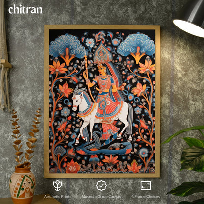 Mythical Women on Horse: Artisan Canvas Wall Decor -Wall painting-Chitran by sowpeace-Mythical Women on Horse: Artisan Canvas Wall Decor-CH-WRT-MWHM-Sowpeace