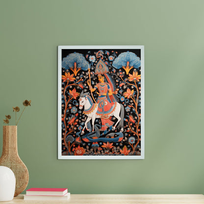 Mythical Women on Horse: Artisan Canvas Wall Decor -Wall painting-Chitran by sowpeace-Mythical Women on Horse: Artisan Canvas Wall Decor-CH-WRT-MWHM-Sowpeace