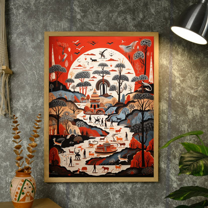 Nature's Harmony: Artisan Canvas Wall Decor with Trees and Birds -Wall painting-Chitran by sowpeace-Nature's Harmony: Artisan Canvas Wall Decor with Trees and Birds-CH-WRT-PMTB-Sowpeace