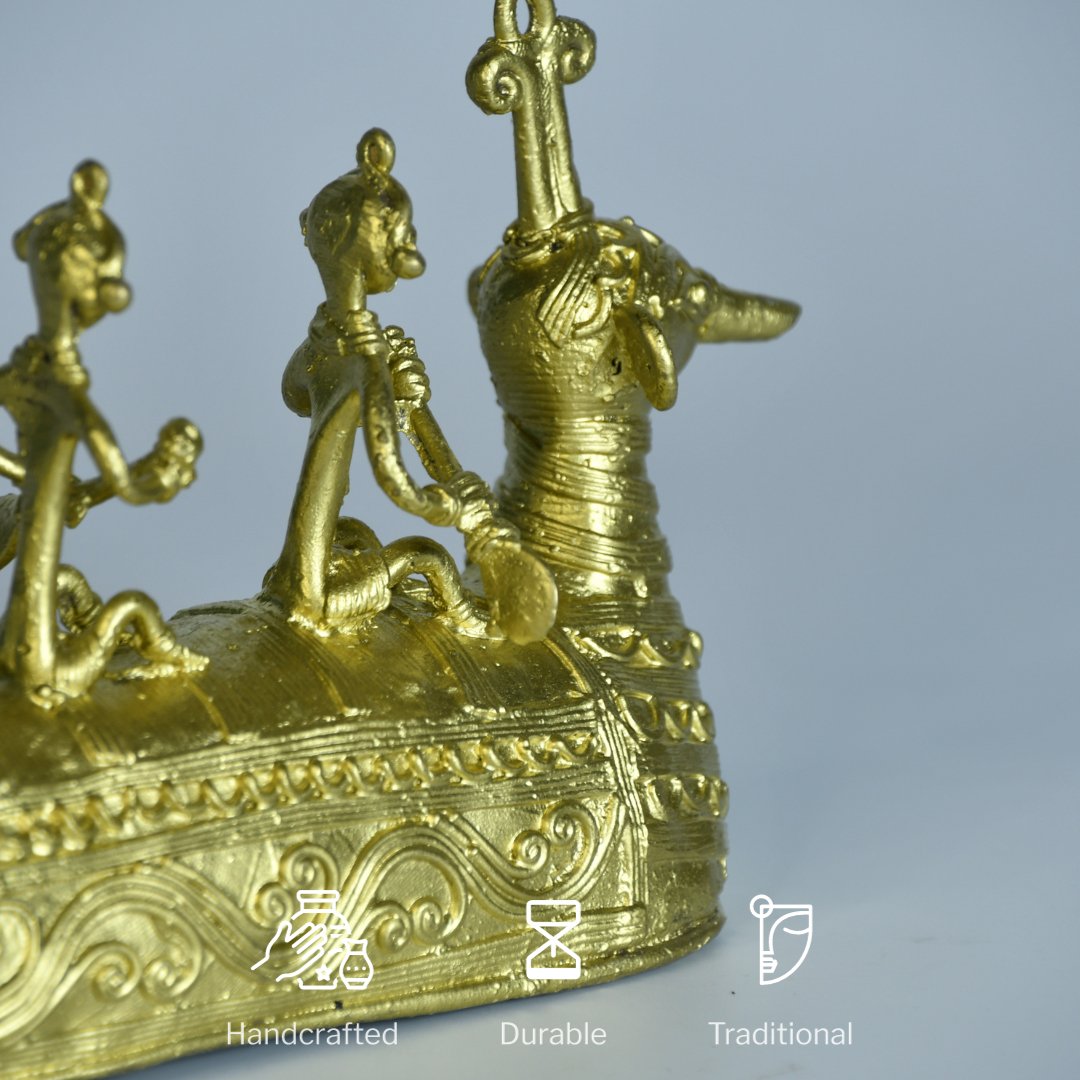 Premium Brass Dhokra Art Ancient Boat -Dhokra-Sowpeace-Premium Brass Dhokra Art Ancient Boat-Dok-LBOAT-BR-TT-Sowpeace