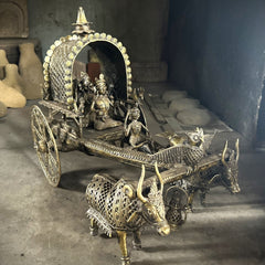 Premium Brass Dhokra Cow Cart Home Decor - Additional View