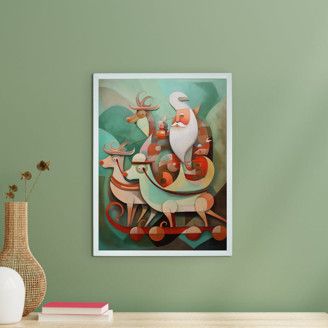 Reindeer Flight: Abstract Wall Art for Festive Homes -Wall painting-Chitran by sowpeace-Reindeer Flight: Abstract Wall Art for Festive Homes-CH-WRT-S3R-Sowpeace