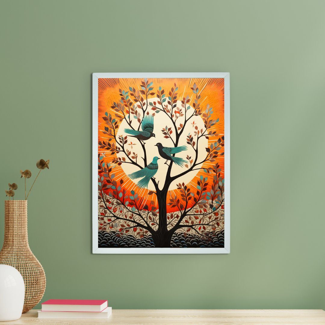 Sowpeace 3PG Sunset: Artisan Canvas Wall Decor for Elegant Home Ambiance -Wall painting-Chitran by sowpeace-Sowpeace 3PG Sunset: Artisan Canvas Wall Decor for Elegant Home Ambiance-CH-WRT-BD3PS-Sowpeace