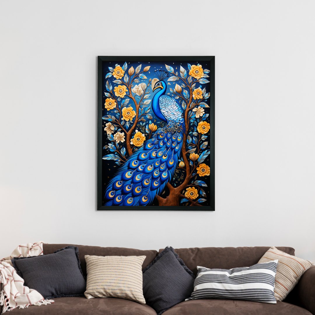 Sowpeace Blue Aura Canvas Wall Decor: Artisan Crafted Elegance -Wall painting-Chitran by sowpeace-Sowpeace Blue Aura Canvas Wall Decor: Artisan Crafted Elegance-CH-WRT-BDPBA-Sowpeace