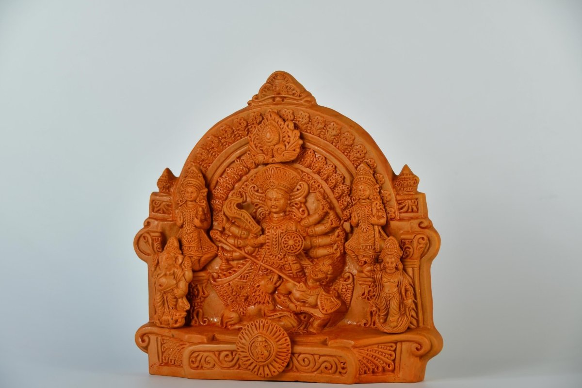 Sowpeace Premium Large Terracotta Durga Tabletop Decor. -terracotta tabletop-Sowpeace-Sowpeace Premium Large Terracotta Durga Tabletop Decor.-Terr-Terr-TT-TLDRG-Sowpeace