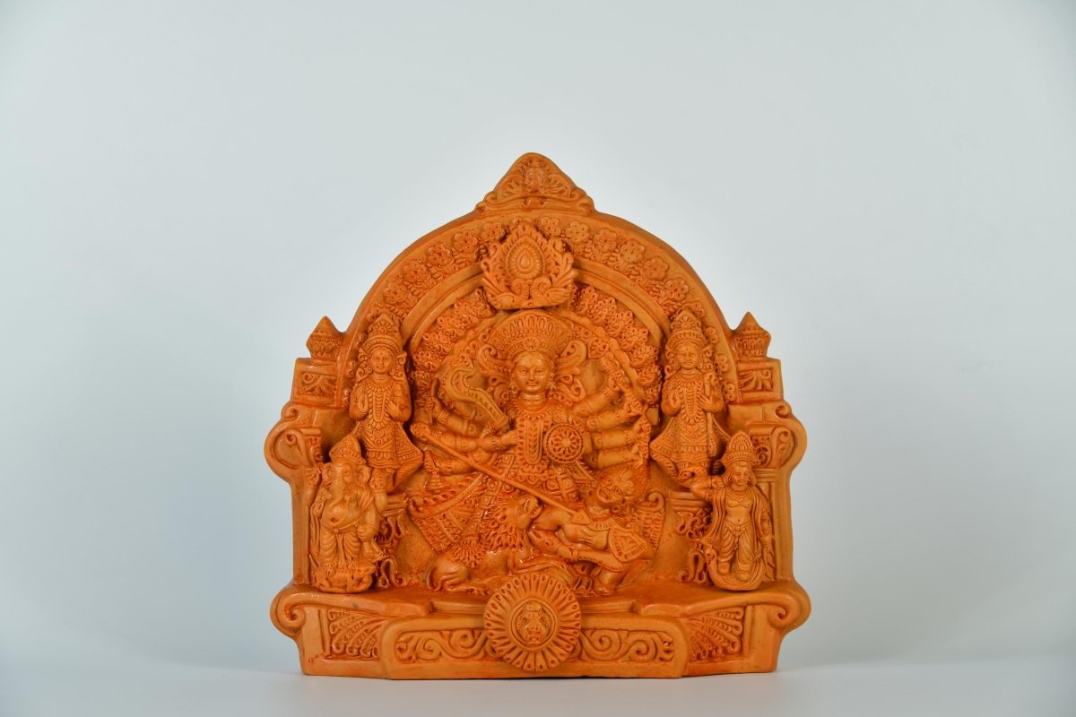 Sowpeace Premium Large Terracotta Durga Tabletop Decor. -terracotta tabletop-Sowpeace-Sowpeace Premium Large Terracotta Durga Tabletop Decor.-Terr-Terr-TT-TLDRG-Sowpeace