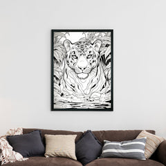 Stripes of Serenity: Sowpeace Handcrafted Tiger Wall Art – Premium Indian-Inspired Canvas Print for Elegant Home Decor - Additional View