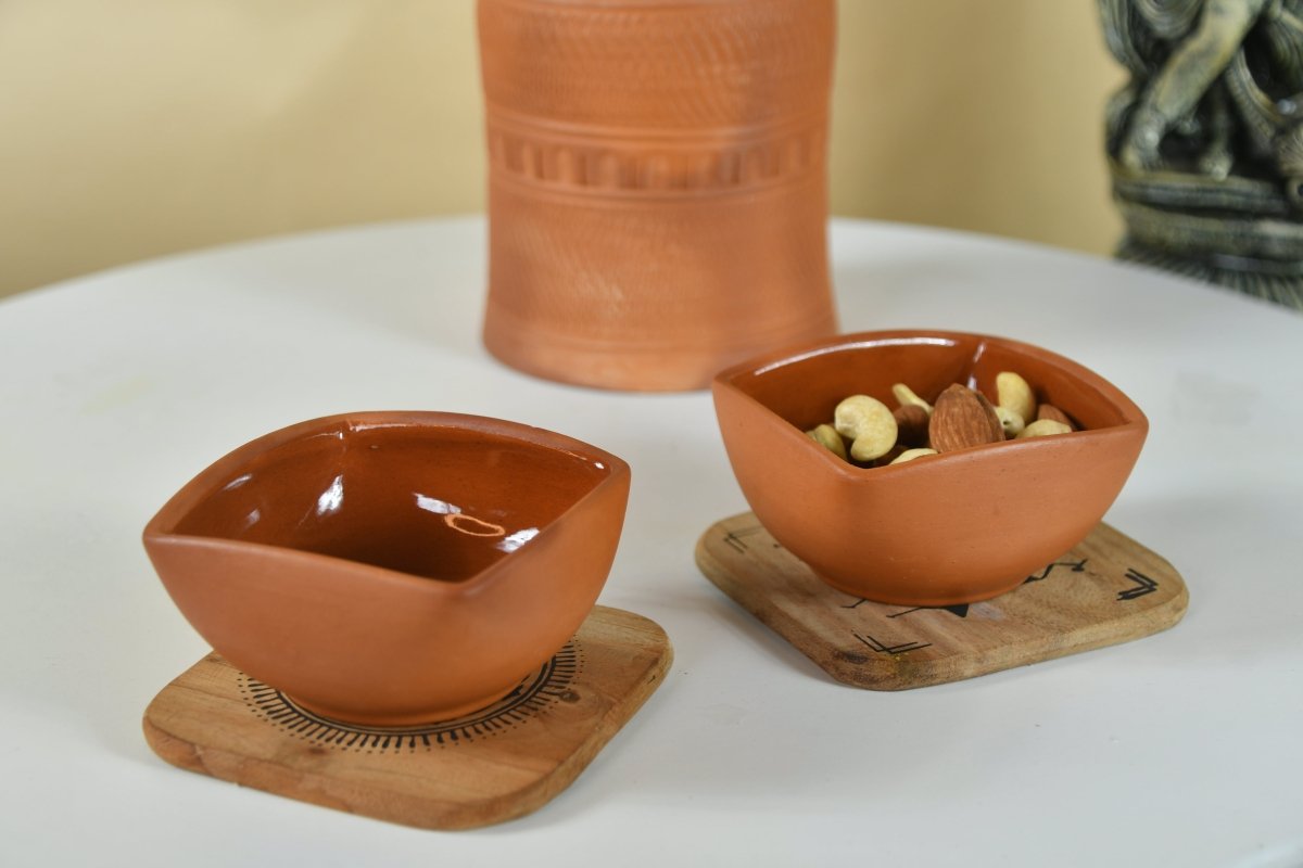 Terracotta Square Brim Serving Bowls set -Utensils-Sowpeace-Terracotta Square Brim Serving Bowls set-Terr-Uten-Terr-SSBL-Sowpeace