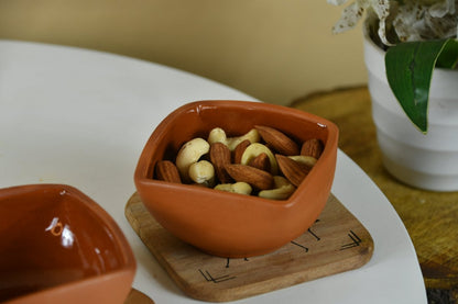 Terracotta Square Brim Serving Bowls set -Utensils-Sowpeace-Terracotta Square Brim Serving Bowls set-Terr-Uten-Terr-SSBL-Sowpeace