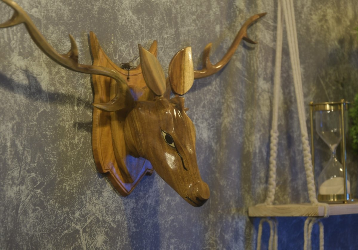 The wise head --Wooden wall hanging- Wall decor- Deer head