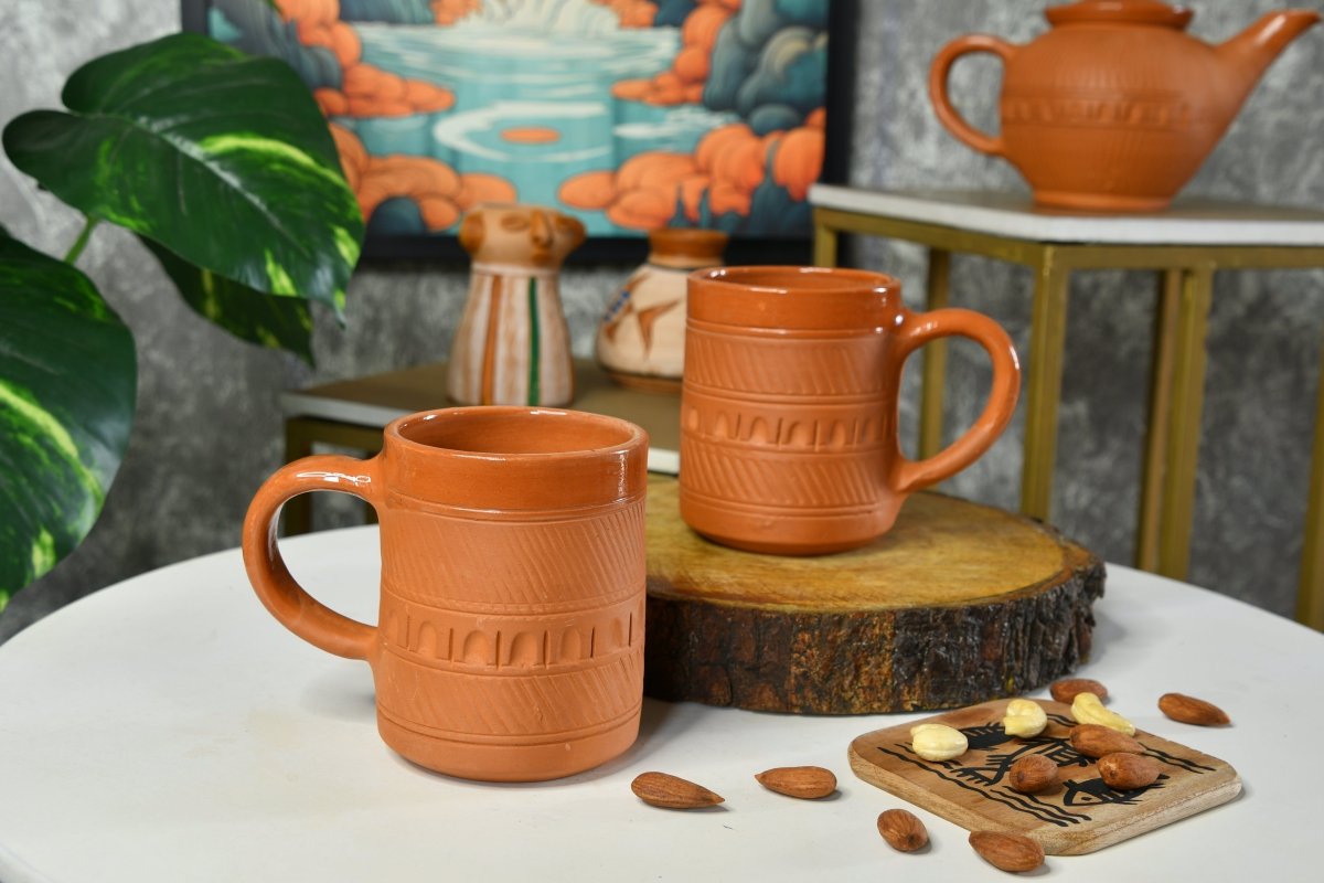 Traditional Rectangle Terracotta Coffee mugs --Sowpeace-Traditional Rectangle Terracotta Coffee mugs-Terr/Uten/Terr/TPCSHC2-Sowpeace