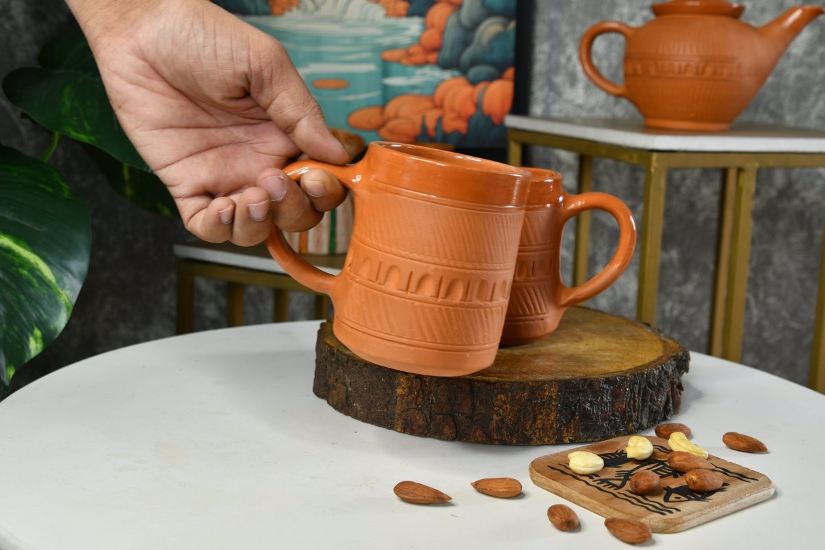 Traditional Rectangle Terracotta Coffee mugs --Sowpeace-Traditional Rectangle Terracotta Coffee mugs-Terr/Uten/Terr/TPCSHC2-Sowpeace