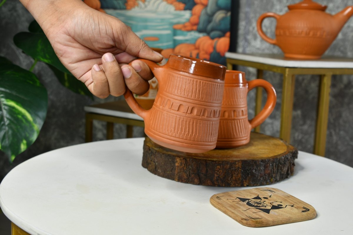 Traditional Trapezium Terracotta Coffee mugs --Sowpeace-Traditional Trapezium Terracotta Coffee mugs-Terr/Uten/Terr/TPCS-Sowpeace