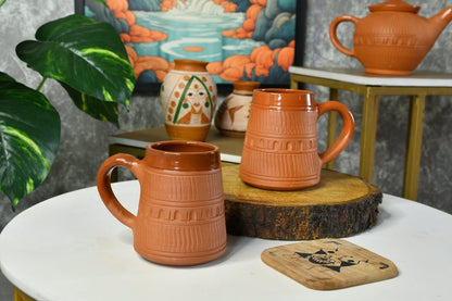 Traditional Trapezium Terracotta Coffee mugs --Sowpeace-Traditional Trapezium Terracotta Coffee mugs-Terr/Uten/Terr/TPCSCC2-Sowpeace
