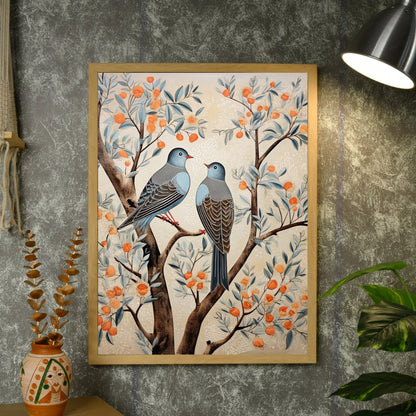 Two Pigeon Abstract Canvas: Artisan Wall Decor for Stylish Homes -Wall painting-Chitran by sowpeace-Two Pigeon Abstract Canvas: Artisan Wall Decor for Stylish Homes-CH-WRT-BD2PA-Sowpeace