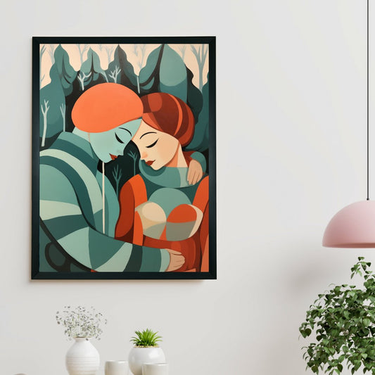 Winter Whispers: Modern Couple Print -Wall painting-Chitran by sowpeace-Winter Whispers: Modern Couple Print-CH-WRT-MLW-Sowpeace