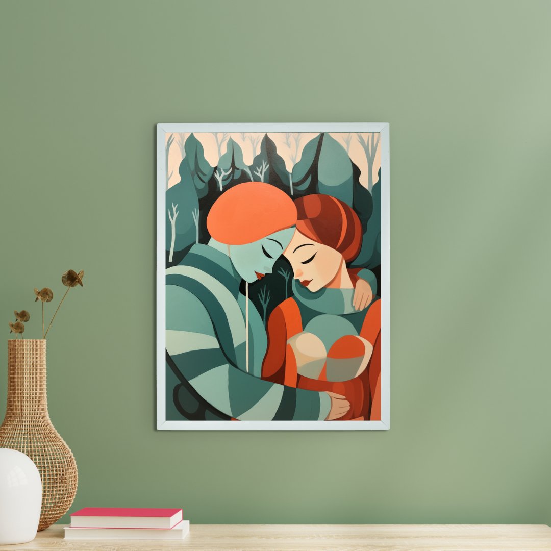 Winter Whispers: Modern Couple Print -Wall painting-Chitran by sowpeace-Winter Whispers: Modern Couple Print-CH-WRT-MLW-Sowpeace